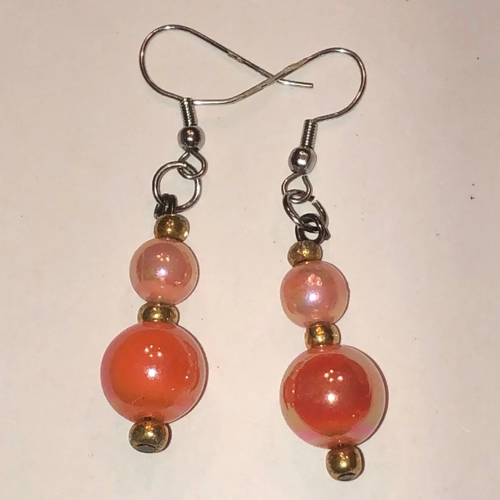 Elegant Orange Rainbow Coated Boho Beaded Earrings